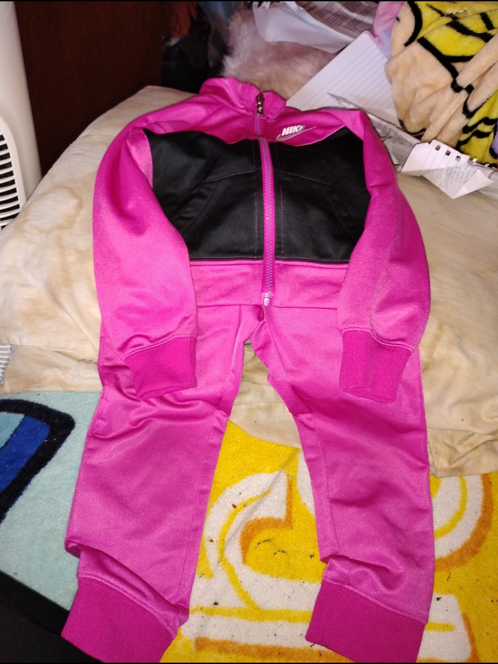 Nike Kids Pink and Black Zip Hoodie Tracksuit Set